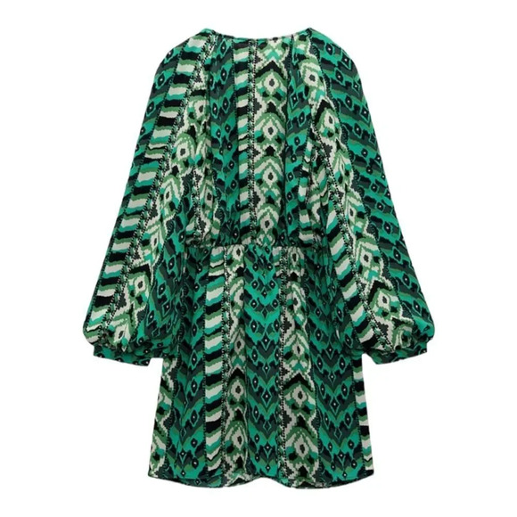 ZARA | Black and Green | PRINTED SHORT DRESS - Picture 3 of 11